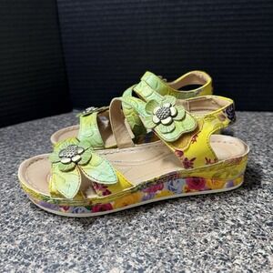L'Artiste By Spring Step Women's Leather Sandals 35 Colorful Floral US 5 Calista